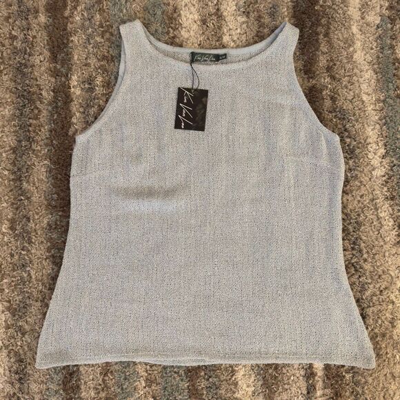 Kim Van Loo Chunky Knit Cotton Tank Top Light Blue S/M - Picture 1 of 6